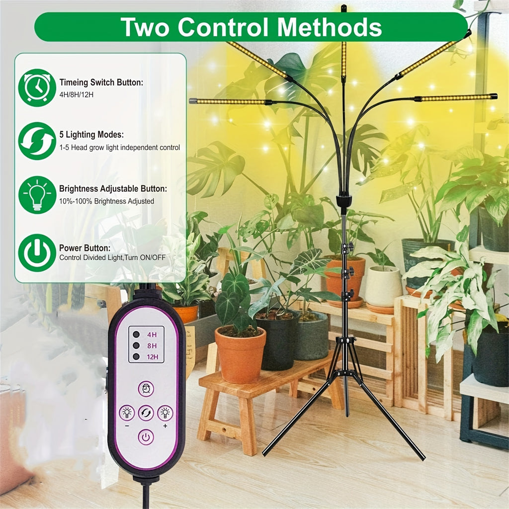 Tripod Plant Grow Light, 3000K Warm White Adjustable Stand Grow Lamp, Seedling Plant Growth Supplement Light