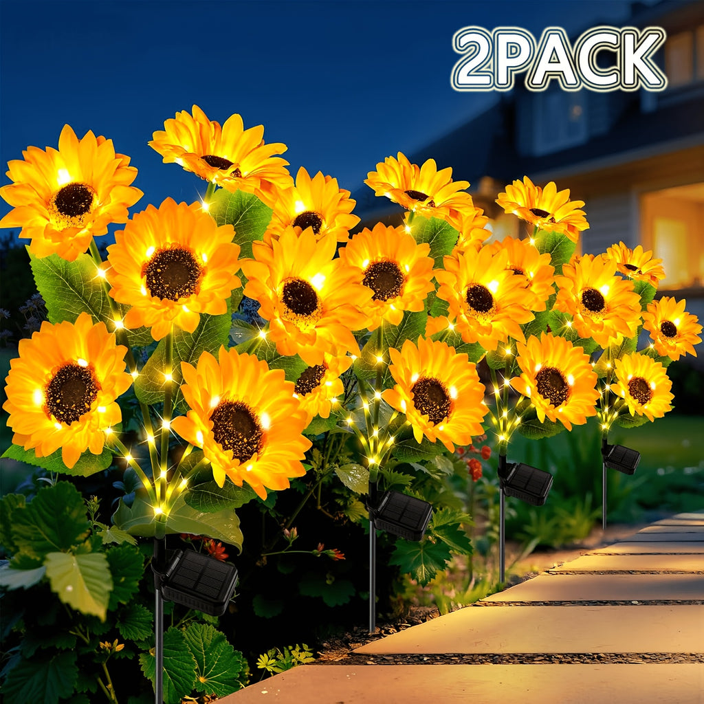 Outdoor Solar Courtyard Decorative Light, Upgraded Sunflower Shaped Solar Garden Light, IP65 Waterproof Solar Flower Light, Suitable for Flower Bed Lawn Courtyard Decoration, Perfect Gift for Women, Mothers and Grandmothers