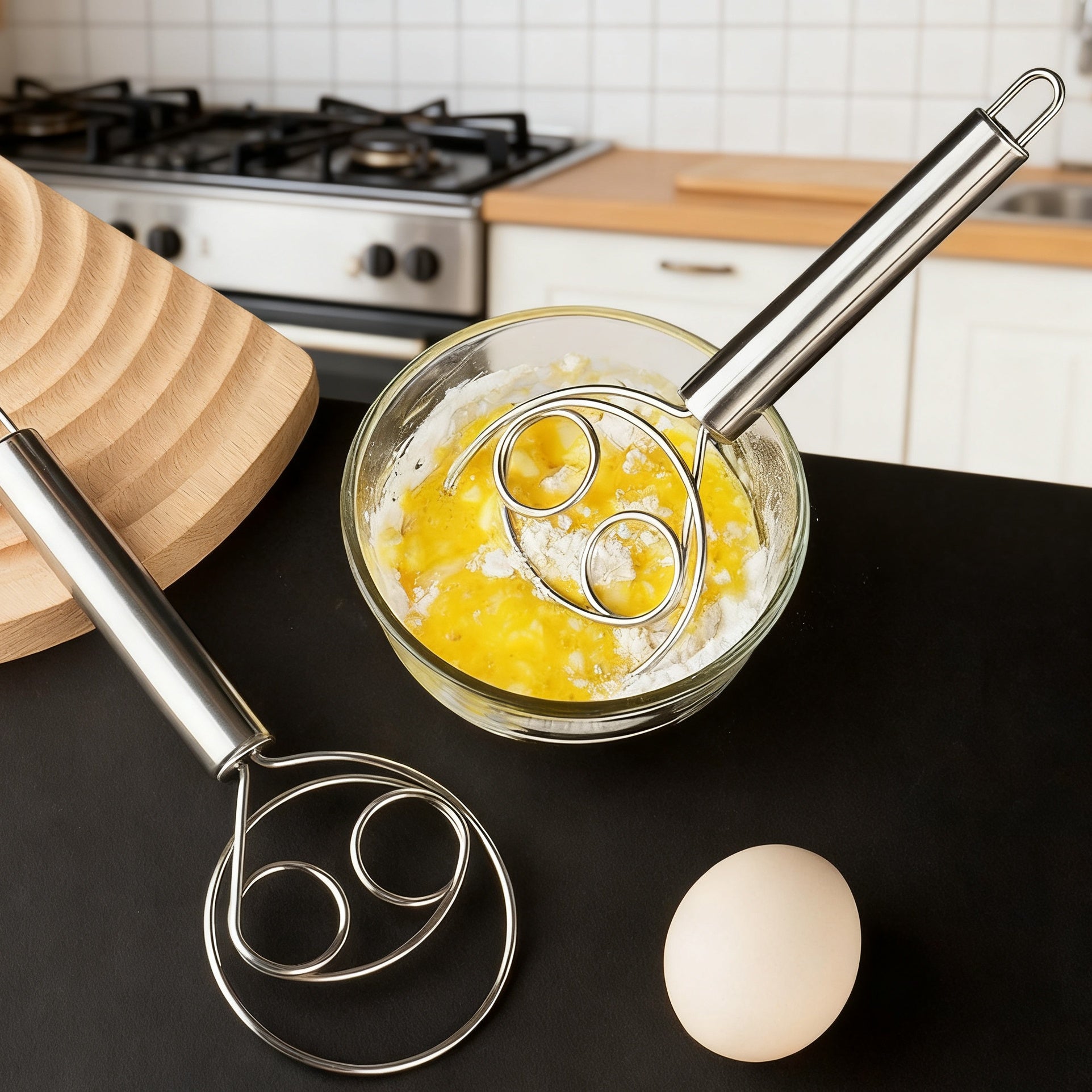 Manual Dough Mixer, Multifunctional Stainless Steel Dough & Egg Beater Stirring Stick, Ideal for Pasta, Mashed Potatoes, Kitchen Gadget & Gift
