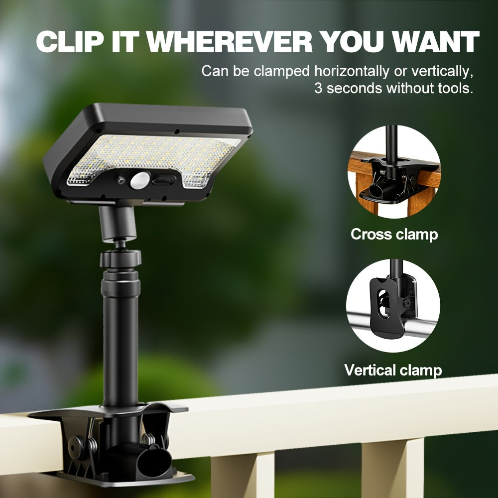 Solar Light Outdoor Courtyard Light Street Light Clip-On Light - Easy Installation - Suitable for Various Shelves, Fences, 360° Rotatable Adjustable, 1500mAh