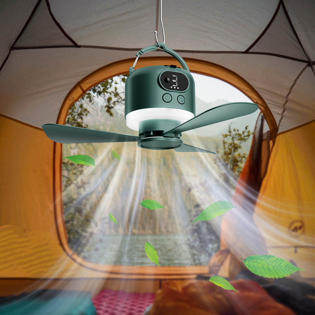 Portable USB Rechargeable Fan with LED Night Light - 10400mAh Battery, Powerful Wind with Remote Control, Ideal for Camping, Dorm, Outdoor Tent & RV Kitchen, Outdoor Cooling | Modern Fan Design | Multi-Function Gadget, Portable Fan