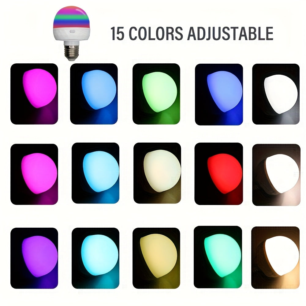 2PCS rechargeable smart RGB light, E26/E27 base bulb, 15 colors, with remote control for adjustable color temperature and brightness LED light, USB rechargeable bulb, suitable for living room, bedroom, chandelier, floor lamp