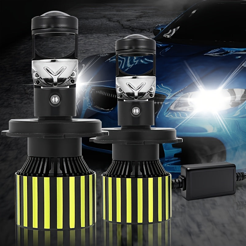 Set of 2 H7/H4/H8/H9/H11/H18/9005/HB3/9006/HB4 Hi/Lo Lighting LED Car Lights, Providing 59500 Lumens and 360W of Intense Brightness. These Plug-and-Play Canbus Headlights Feature a Projector Beam