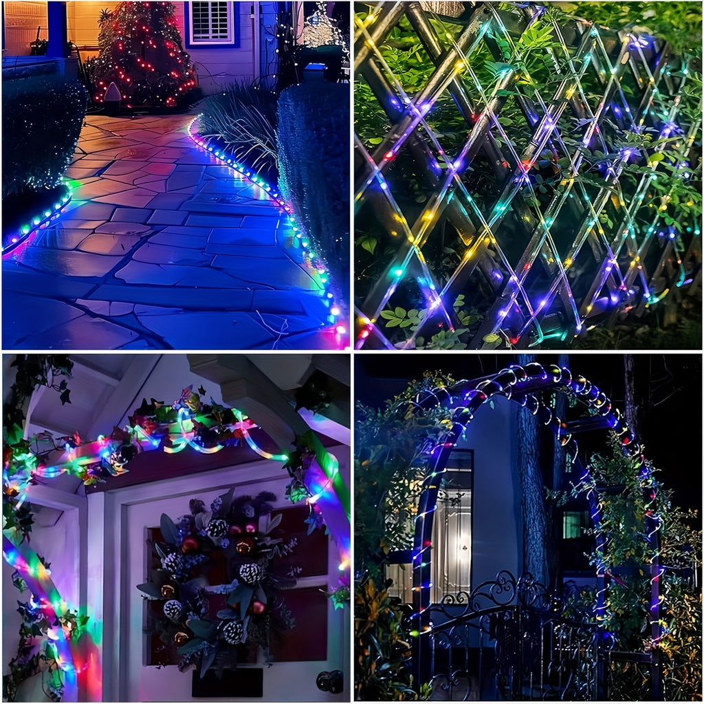 A set of outdoor solar garden lights, water pipe lights, tube lights with 8 flashing modes, IPX4 protection rating, angle theme, suitable for Christmas, gardens, shops, parties, weddings and other scenes, three colors optional