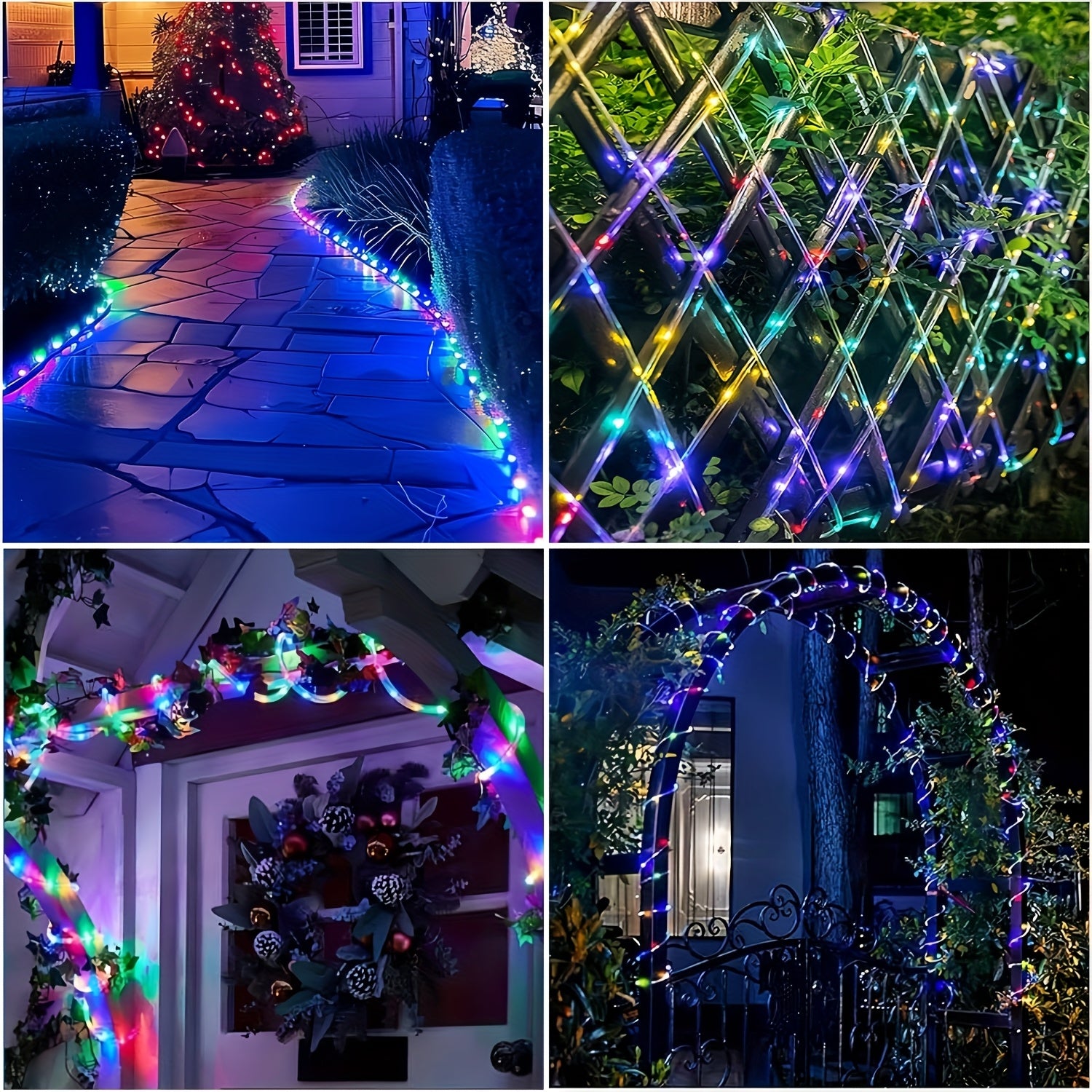 A set of outdoor solar garden lights, water pipe lights, tube lights with 8 flashing modes, IPX4 protection rating, angle theme, suitable for Christmas, gardens, shops, parties, weddings and other scenes, three colors optional