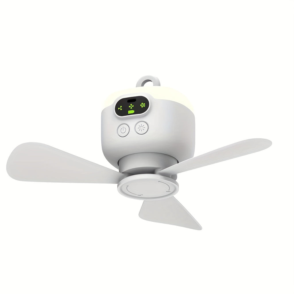 8000mAh Large Capacity USB Rechargeable Mini Ceiling Fan, Camping Fan with Night Light, 3 Speed Levels, Outdoor Portable Hanging Tent Fan, 12H Long Battery Life High Wind Power, Ideal for Camping and Fishing