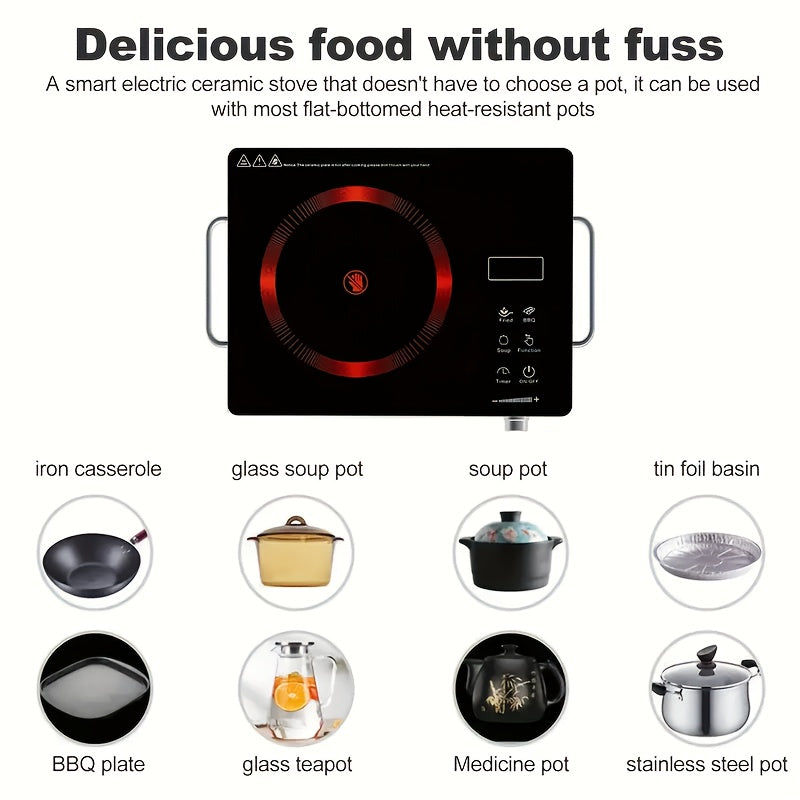 Electric Ceramic Cooktop, 2200W – 2200W Infrared Electric Stove, Home Cooking Stove, US Standard 110V