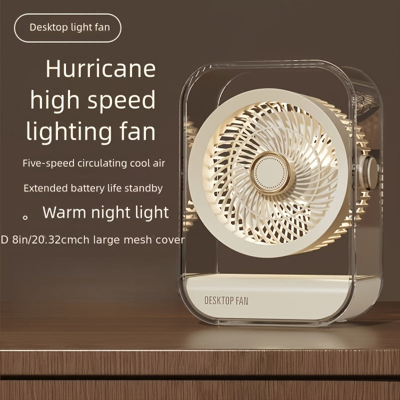 Desktop & Hanging Dual-Use Air Cooler Fan, Rechargeable Household Electric Fan, Portable Desk Fan for Camping, Office, Home and Living Room