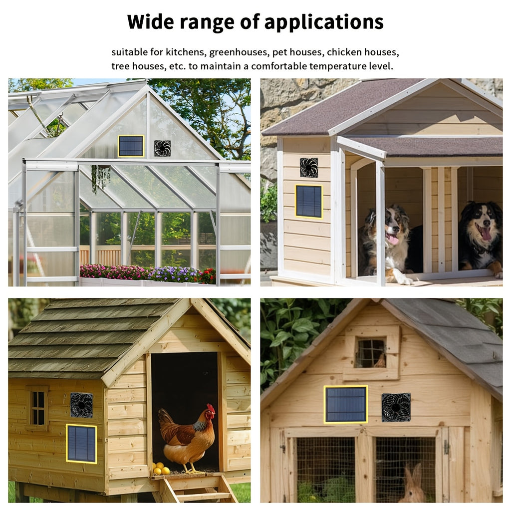 1PC Solar Panel & Portable Cooling Fan, Solar Ventilation Exhaust Fan Kit for Outdoor Air Circulation, Suitable for Greenhouse, Chicken Coop, Shed, Pet House and More, Battery-Free Operation