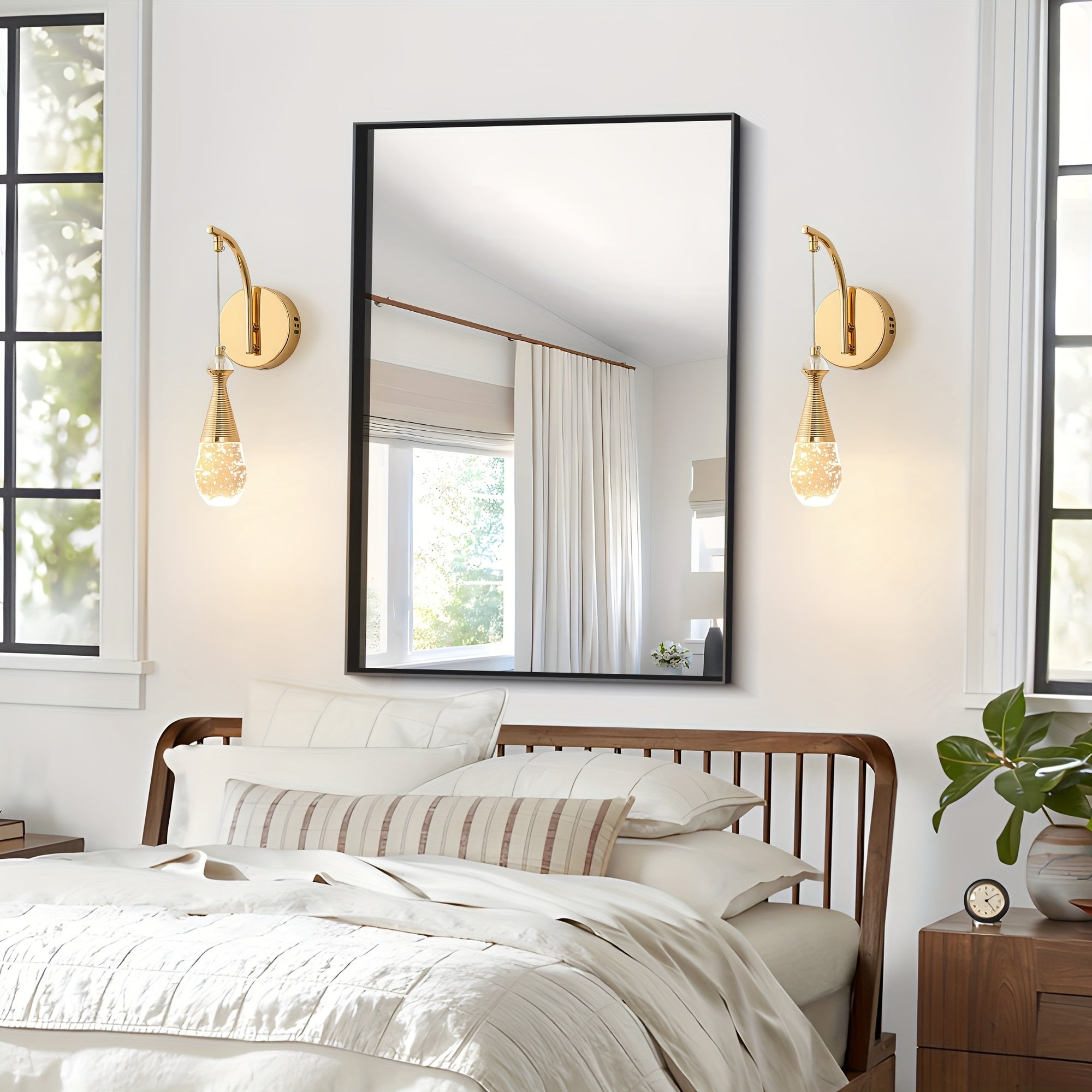 Ganeed Modern Crystal Bubble Wall Light - 7W Dimmable LED Wall Lamp, Polished Metal Surface, Semi-Flush Mount Installation, Suitable for Bedroom, Bathroom, Living Room, Hallway, Stairs - Gold, Hardwired, 110-240V