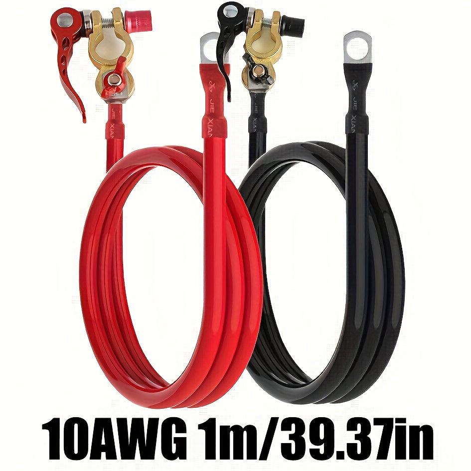 Automotive Battery Terminal with 10AWG Lead Wire – Suitable for Car Battery Tools, Battery Inverters, Positive/Negative Connections, and Jump Starter Terminals for Car, Truck & Motorcycle Batteries. Brass Construction, No Battery Required