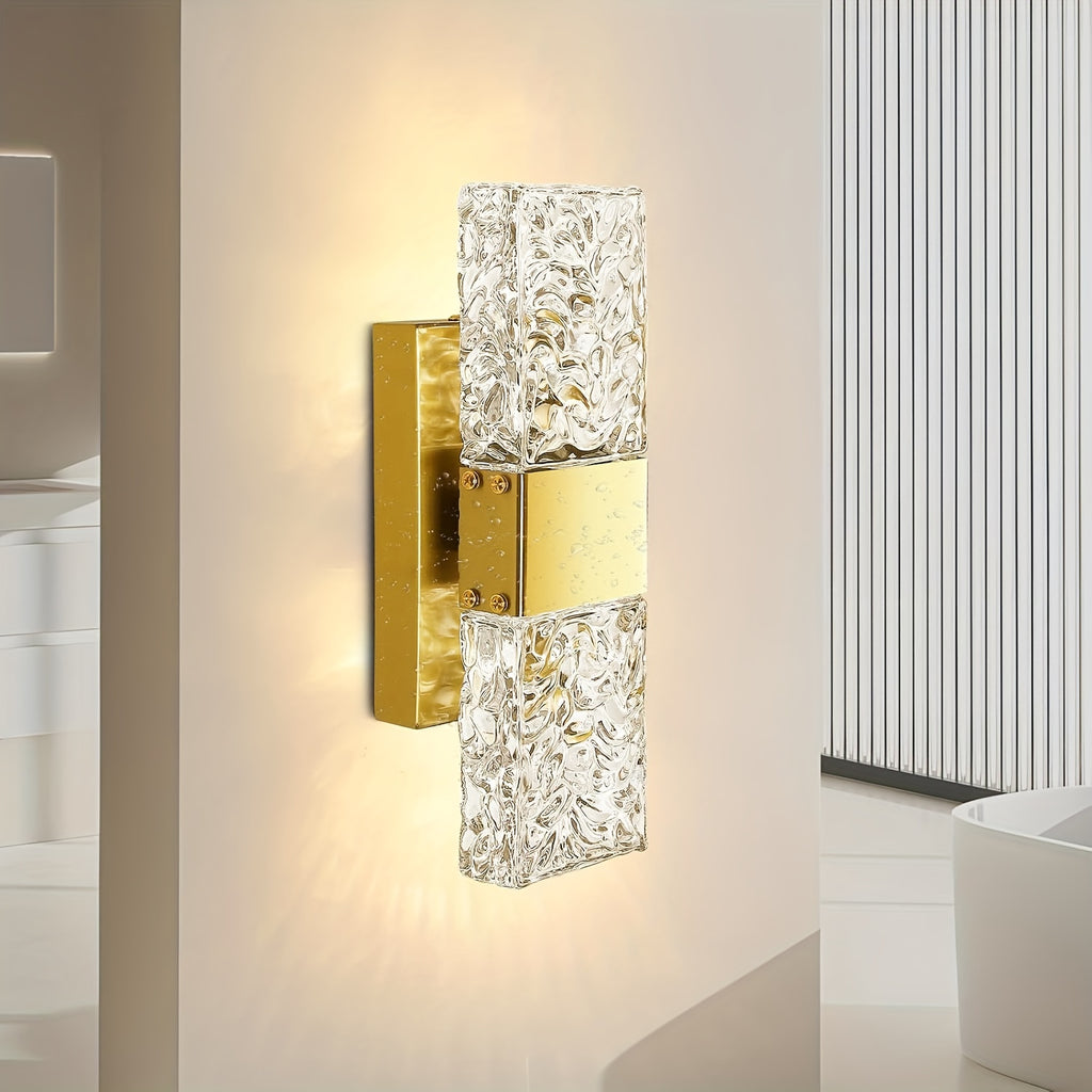 2-Piece Modern Bedroom Crystal Wall Light 3-Color Temperature Changing LED Black Wall Lamp Living Room Linear Wall Light Indoor Warm Light Wall Light Fixture