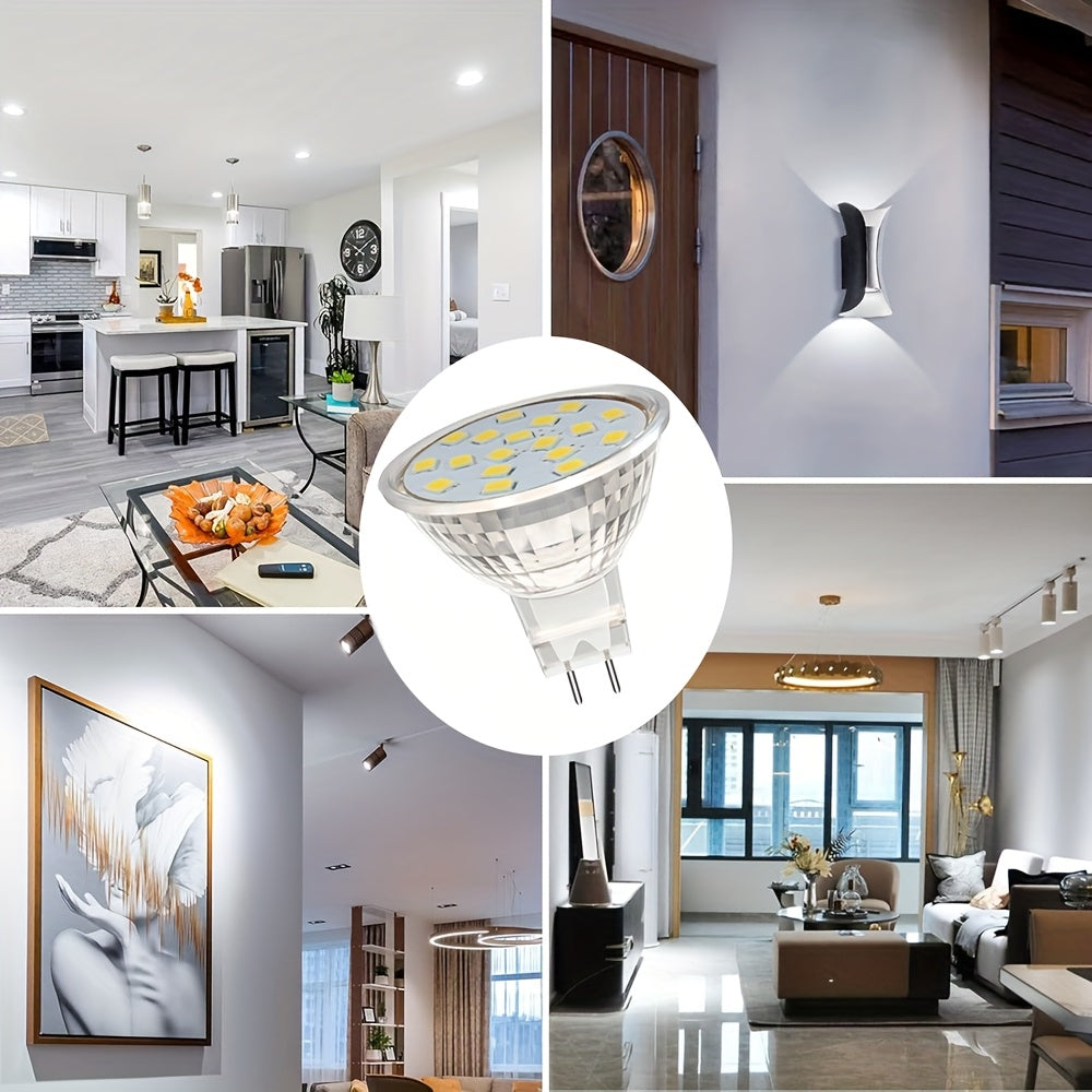 6-pack GU4 MR11 3W LED spotlight, replaces 20W 30W halogen reflector, warm white 3000K, 300 lumens, AC/DC 12V-24V, non-dimmable, 120° beam angle, suitable for wardrobes, living rooms, kitchens, hallways, shops, schools