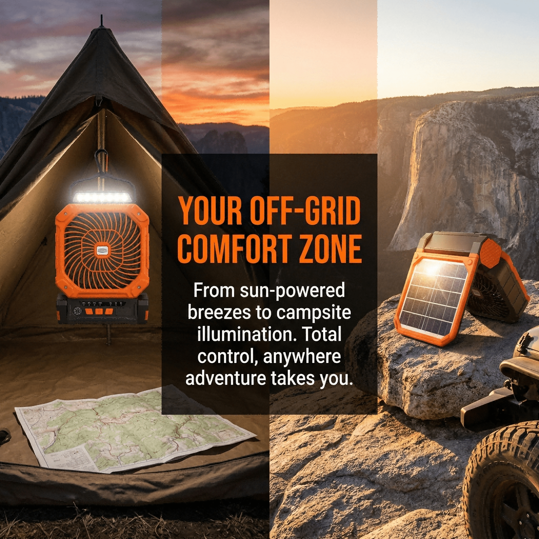 Multifunctional Outdoor Portable Fan, Solar & USB Dual Charging, High Airflow Timing Function, Perfect for Fishing Camping Use
