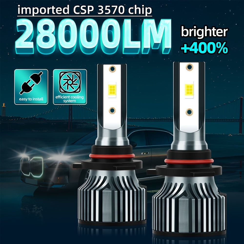 KINGSOFE 2-Pack Super Bright Upgraded Headlight 9005/HB3 for Vehicles, 28000LM 6500K White LED, 400% Brightness Increase, New Cooling System, Easy to Install, Battery Not Included