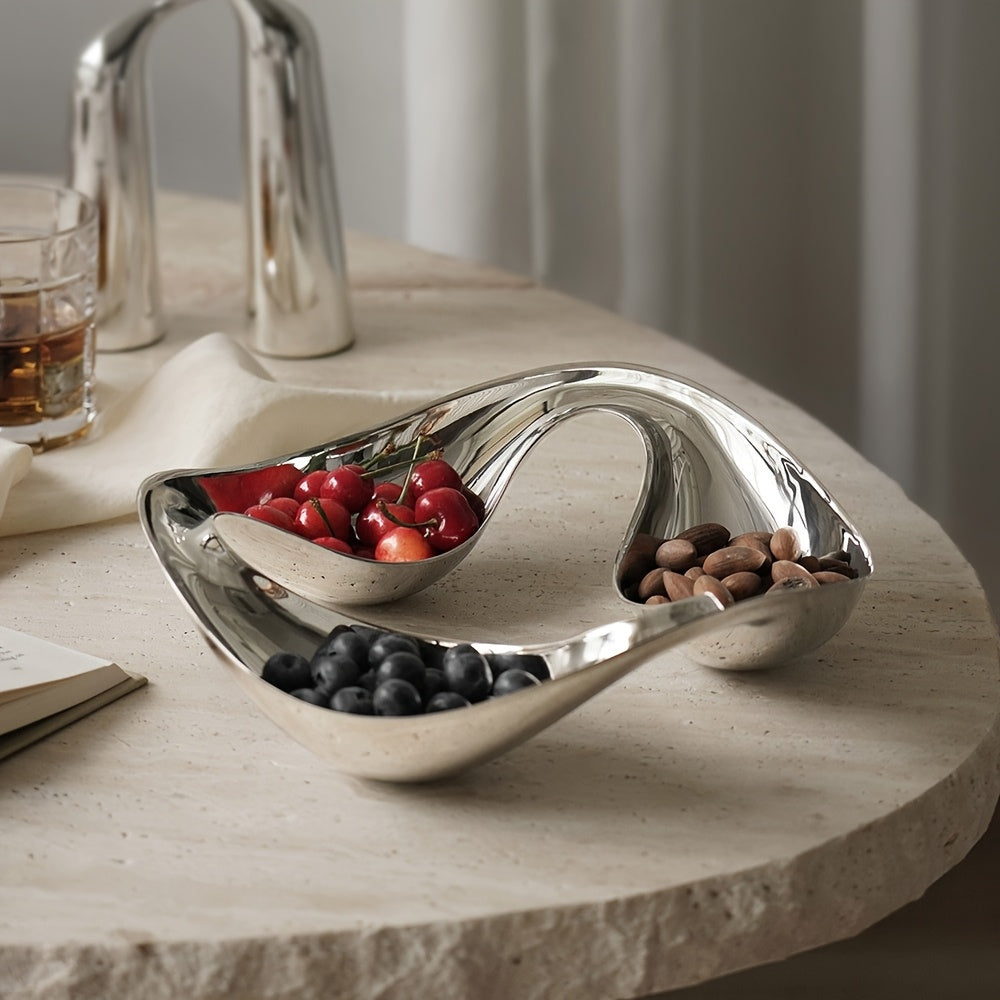 1 High-Quality Silver Stainless Steel Candy Dish, Suitable for Kitchen, Living Room, Dining Room as Appetizer Tray, Snack Bowl, Multi-Functional Snack Tray for Nuts, Candy, Salad, Fruit, Snacks