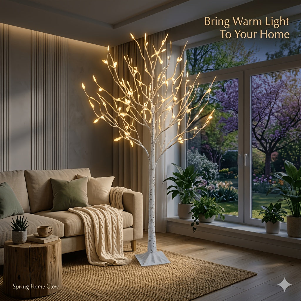 1PC 6FT Artificial Birch Tree LED Tree Light, Suitable for Indoor Living Room Office Study Kitchen Outdoor Garden Decoration, Perfect for Festival Atmosphere Decorative Tree Light, Gift, USB Powered