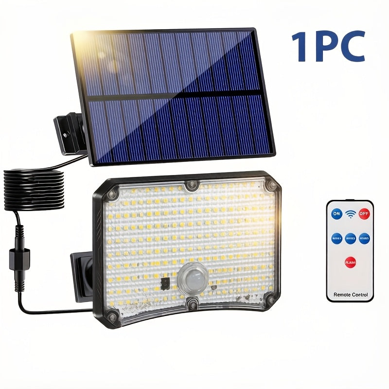 200 LED Solar Split-Type Light with Remote Control and Sensor IP65 Outdoor Landscape Light Separate Panel Security Floodlight for Garden Courtyard - 2 Pack