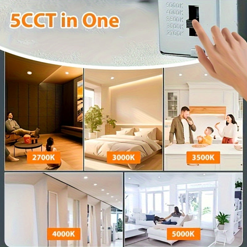 6/10pcs Pot Lights LED 4-Inch Recessed Lighting with Night Light, Dimmable and 5CCT Selectable, Lumiere Encastre Plafond, Slim Downlight 9W, CETL