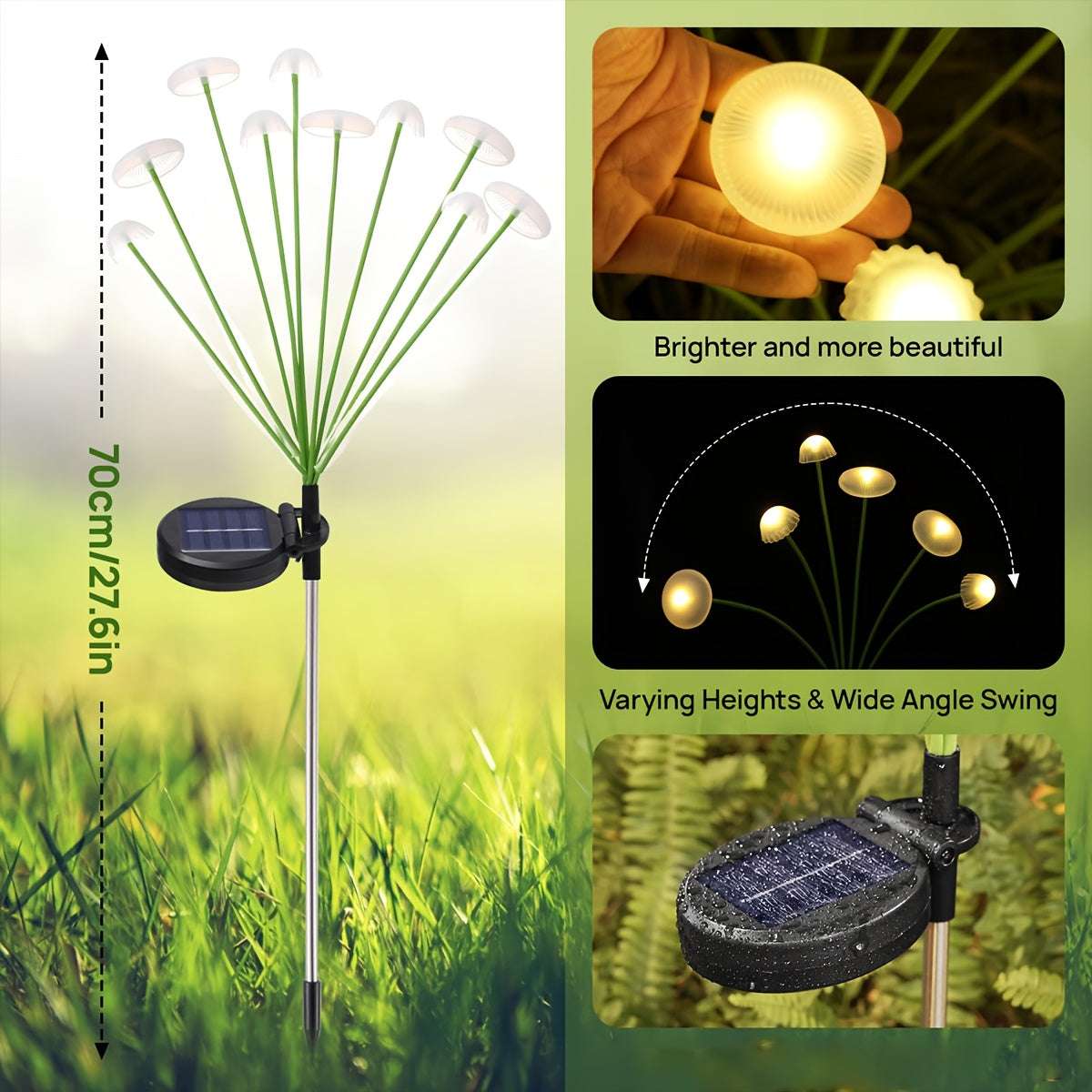 Solar Jellyfish Mushroom Light, 6/8/10 LEDs, 2 Flicker Modes, Courtyard Lawn Light Decoration | Outdoor Solar Garden Light, Perfect for Courtyard, Street, Party Tree Decoration, 11 Festival Decorations