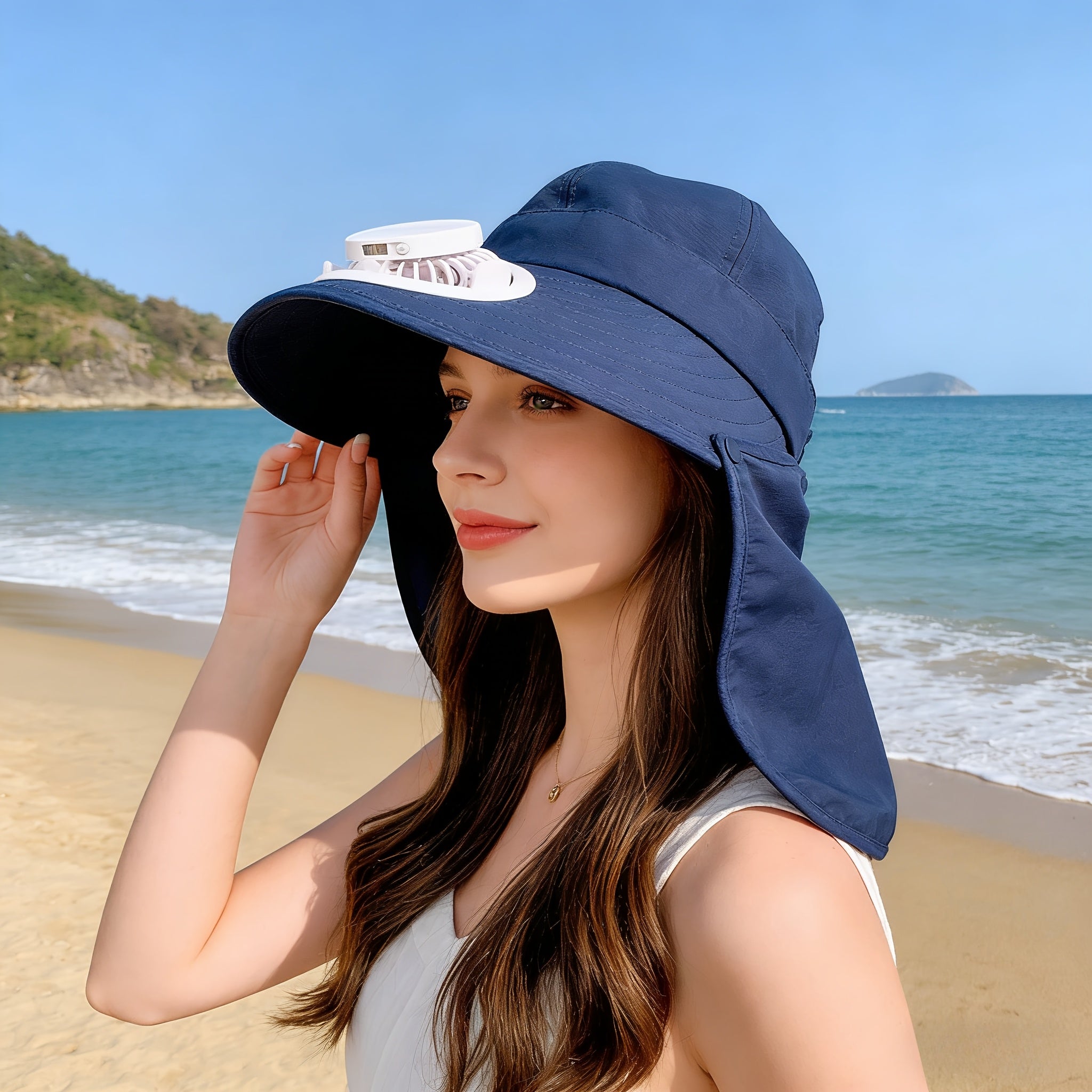 Women's Exclusive Solar + USB Dual Charging Top Fan Hat | Built-in Battery, Long Lasting Battery Life, Stylish Shape, Essential for Outdoor Travel, Tennis and Hiking