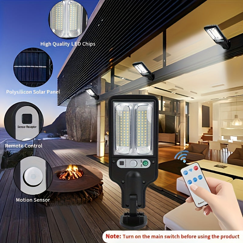 Wall-Mounted Outdoor Security Lighting - 1pc Smart Solar Pathway Light with 3 Light Modes, Motion Sensor & Remote Control - for Garden, Yard, Pathways, Solar Outdoor Security Camera, Durable Lighting System