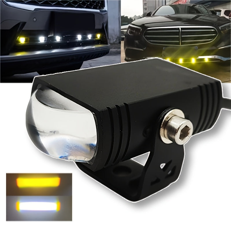 1 Piece LED Car Grille Lens Spotlight, Yellow/White High/Low Beam Headlight 3000K/6000K, Suitable for Motorcycles, Pickup Trucks and SUVs