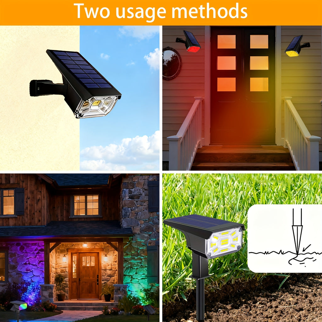 4/6-pack solar outdoor spotlights, light-sensing solar landscape lights, automatic on/off, two modes: wall light/grass light, perfect for Independence Day, Ramadan, weddings, holiday party lights – suitable for wall
