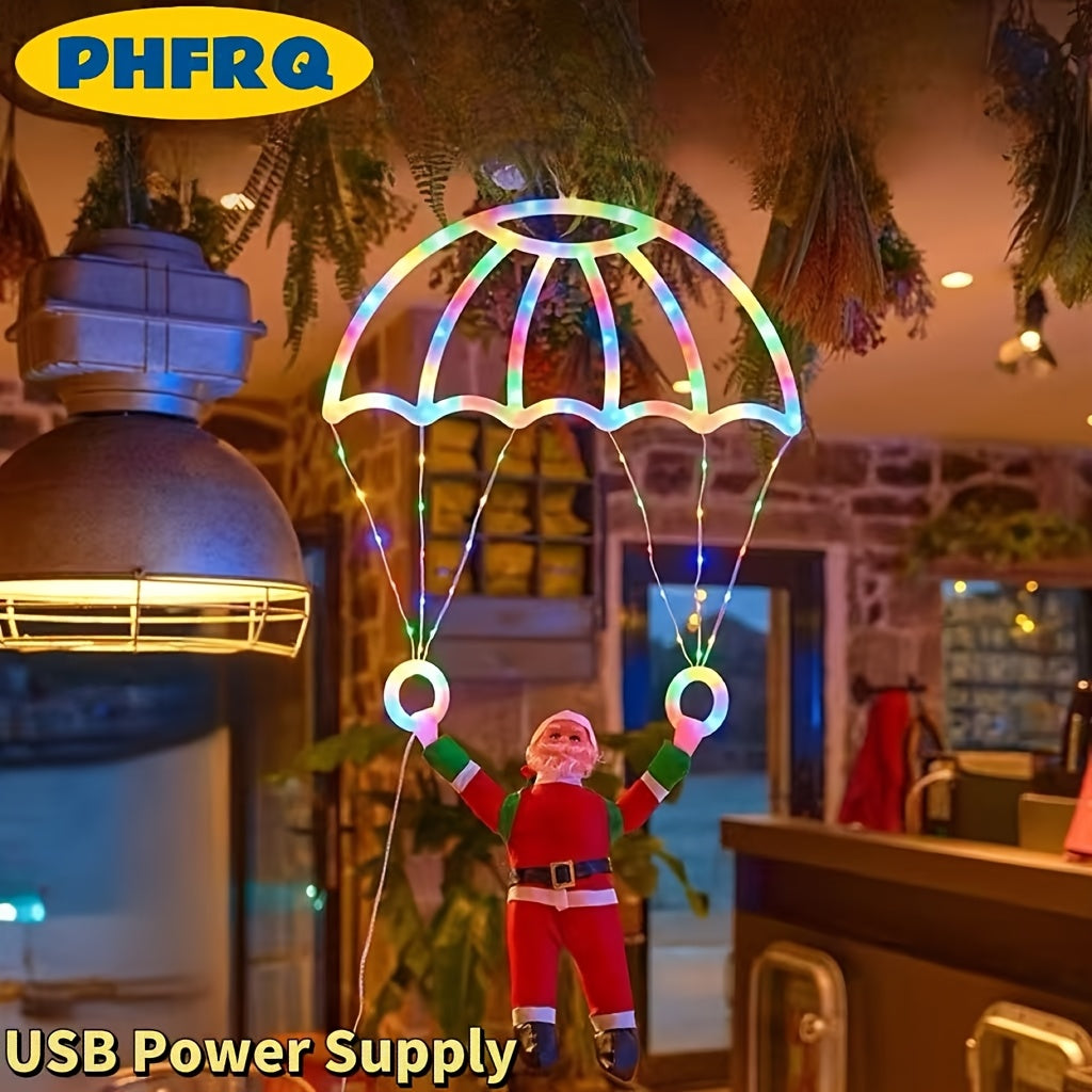 PHFRQ - 圣诞节创意圣诞老人降落伞灯 -  供电，8 种照明模式，营造圣诞氛围的装饰灯，彩光，圣诞装饰、家居装饰、节日礼物和派对装饰的必备之选