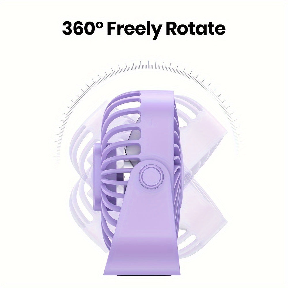 TOPK K52 Portable Mini USB Desktop Fan, High-Quality Brushless Motor, 4ft (1.2m) Cable, Ultra-Quiet & Strong Airflow, Stylish Personal Mini Desk Fan for Bedroom, Travel, Outdoor, Home, Office & Makeup