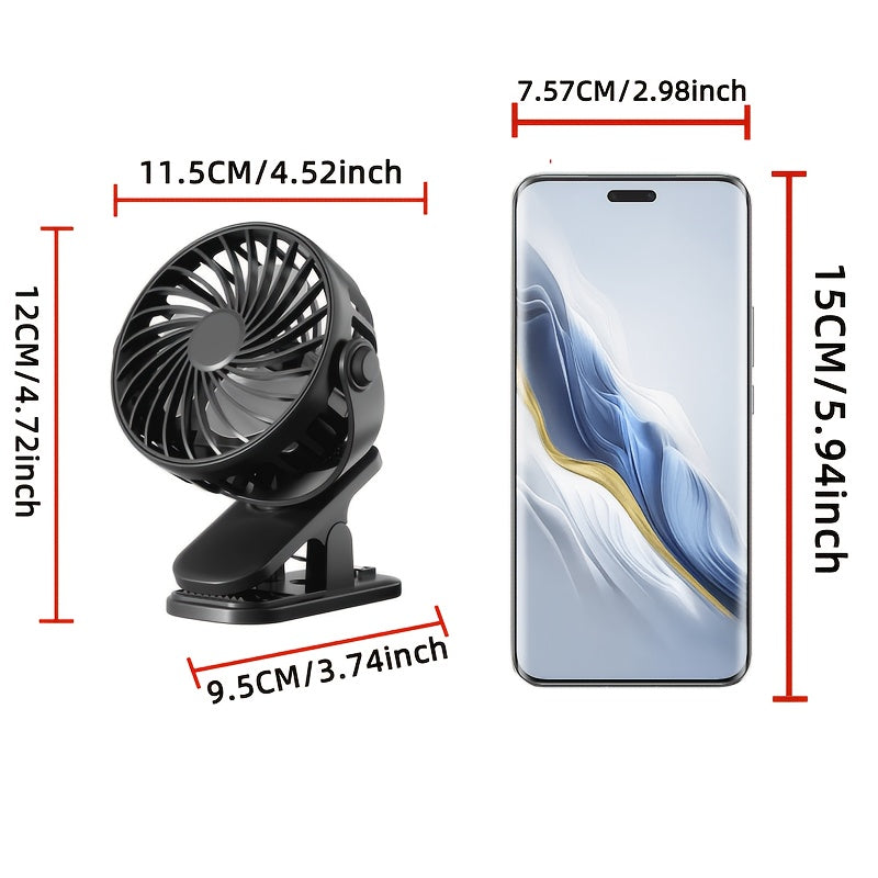USB Rechargeable Mini Desktop Fan, Quiet 3-Speed Adjustment, Lightweight Portable, 360° Adjustable Angle, Personal Cooling Fan for Home, Car, Office, Dormitory, Camping and Travel