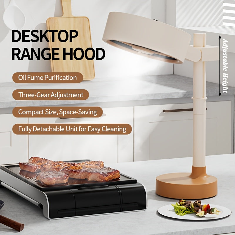 Mini Tabletop Range Hood – Portable 3-Speed Adjustable Exhaust Fan with Removable Oil-Absorbing Filter, Mini Kitchen Exhaust Fan for Indoor Hot Pot & BBQ