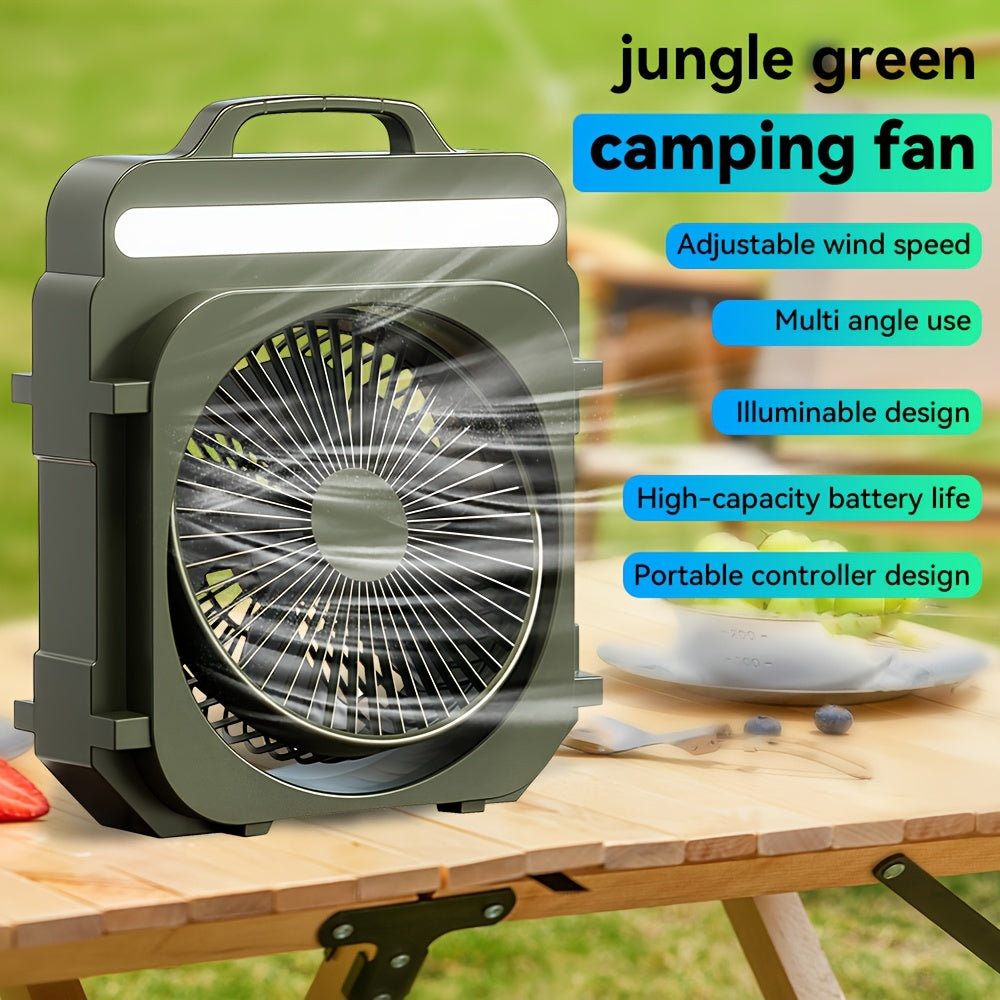 1Pcs 3-in-1 Desktop Fan, 5 Speed Levels, 3 Light Modes, 4000mAh Battery, USB Rechargeable, Portable Quiet Fan for Camping, Home and Office