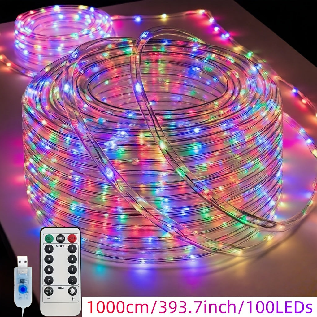 LED tube light, tubular light string, fairy light tube, DIY decorative light, USB powered, remote control, 8 lighting modes, adds ambiance to Christmas trees, parties, Christmas, carnivals, weddings, anniversaries, birthdays and other scenes