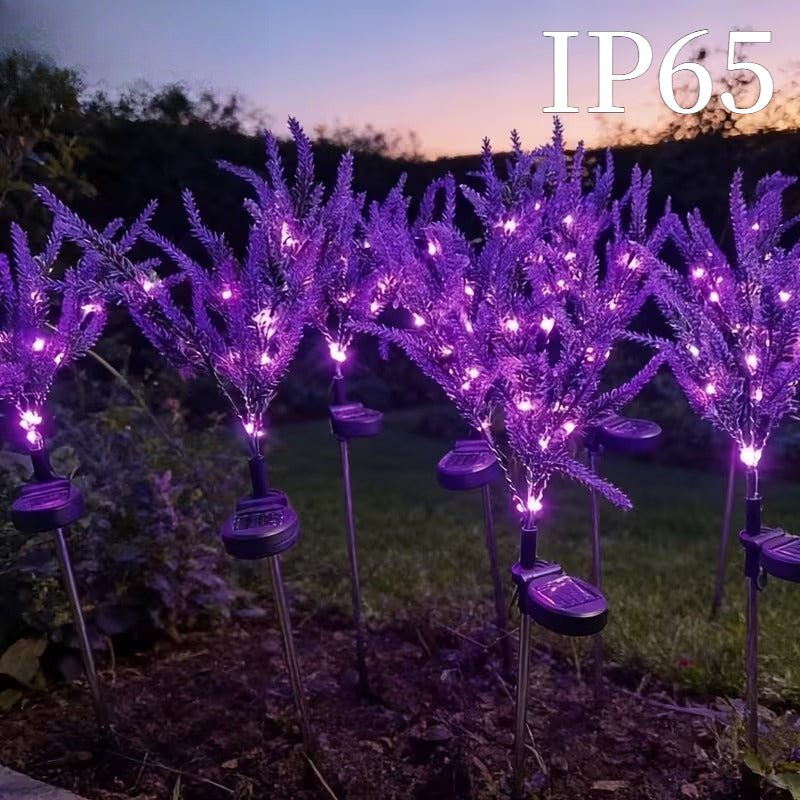7-Head Purple Solar Lavender Garden Light - Outdoor Landscape Spotlight with Light Sensor, Perfect for Pathways, Courtyards, Porches, Lawns, Wedding & Festival Party Decor, Weather-Resistant Plastic Design, Solar Courtyard Decoration