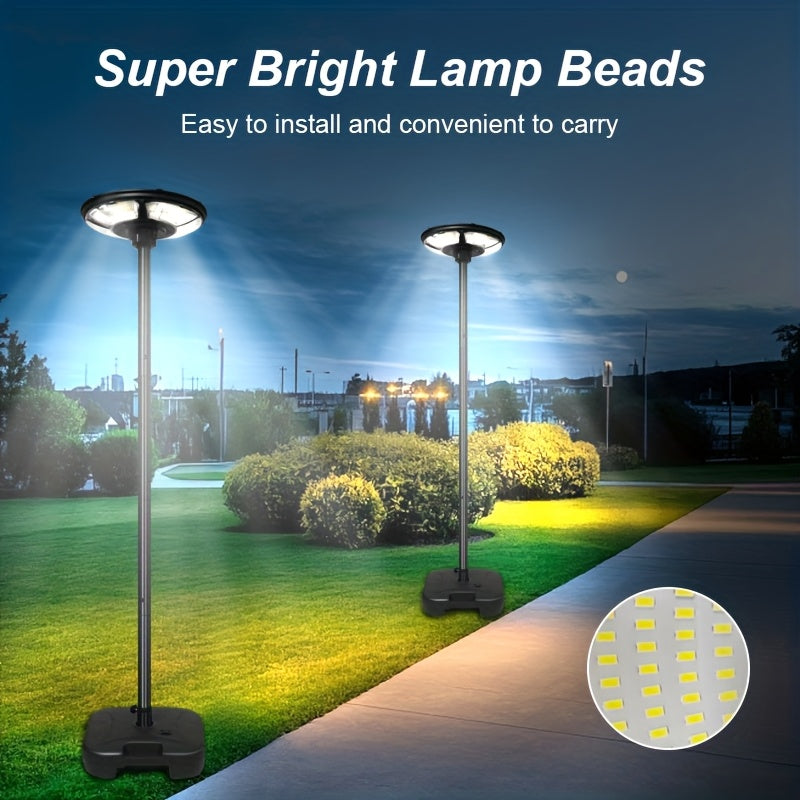 1PCS 370LED Solar Courtyard Light Set, Portable Camping Light with Water Tank, Light Pole, Courtyard Light Head, 78-Inch Tall Pole, Remote Control Path Light, Long-Lasting Dusk-to-Dawn Outdoor Light, Motion Sensor Integrated Street Light