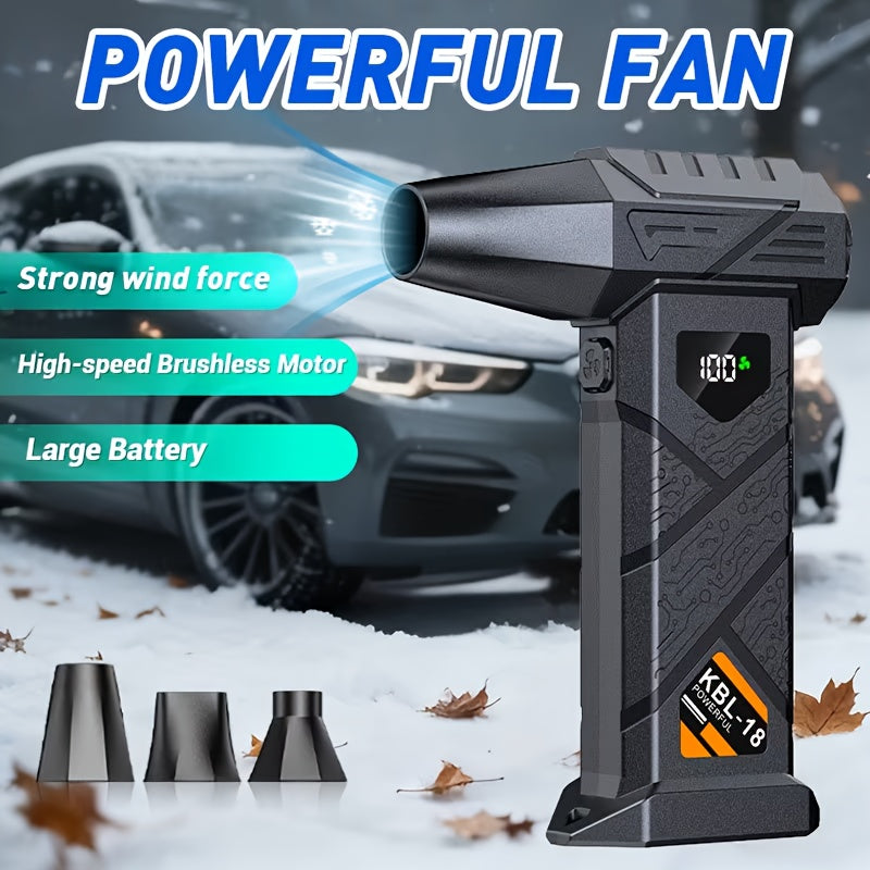 9000000RPH High Power Brushless Motor Turbo Fan, Air Dryer, Type-C Rechargeable Battery, Digital Display, LED Lighting, Multiple Adapters Included, Suitable for Car Windshield, Leaf Blowing, BBQ Charcoal Ignition