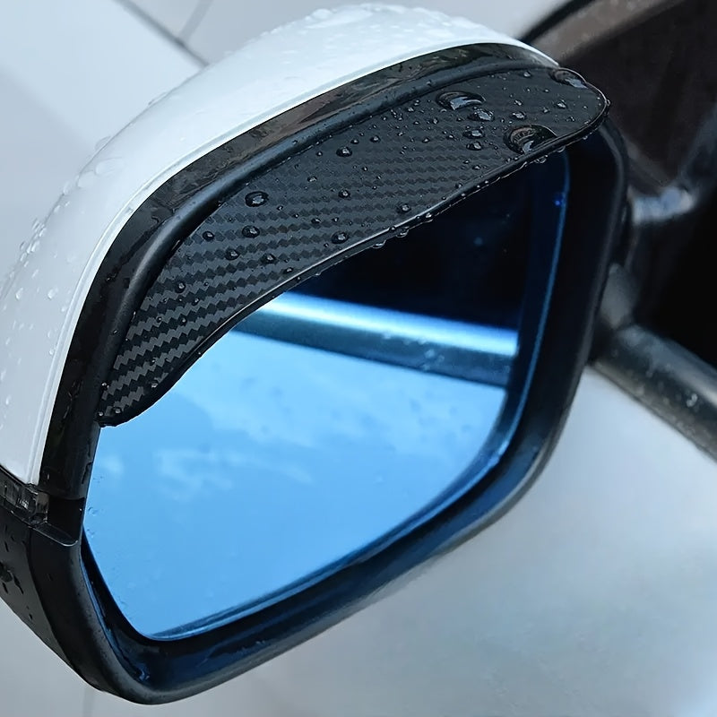 2pcs Car Side Mirror Rain Visor – Thickened Carbon Fiber Texture Rain Cover, Waterproof & Anti-Fog for Enhanced Clear Vision, Reinforced Edges for Durable Mirror Protection. Ideal for Rainy & Night Driving. Universal Fit Auto Modification Accessory