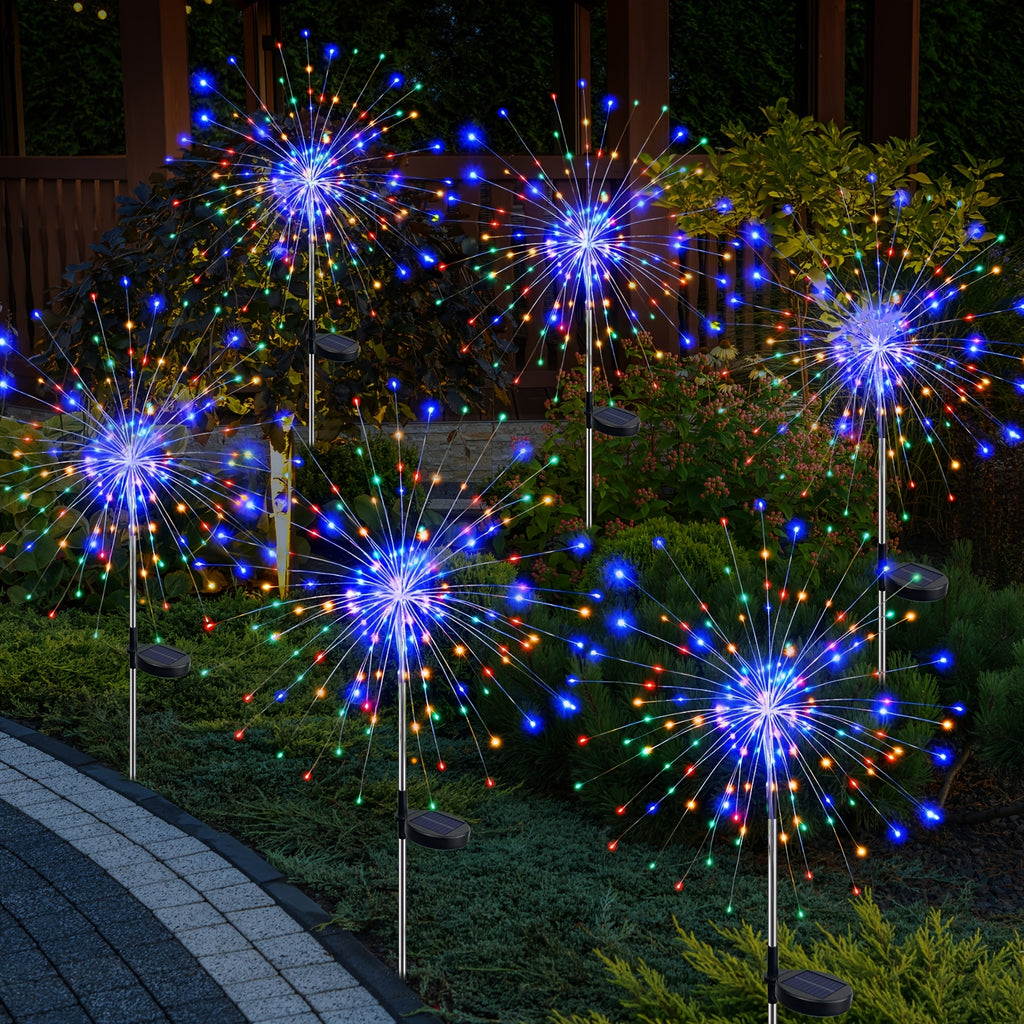 2/4/6 Pack Solar Fireworks Light Outdoor Set, Smart Solar Courtyard Light, 8 Adjustable Flicker Modes, Smart Light Sensor, Perfect for RV Camping, Wedding Christmas, Lawn Backyard Party Patio Decoration, IP44