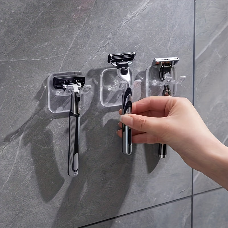 1/2/4 Pack Easy Install Wall Mount Razor Holder - Multi-Function Bathroom Shelf, No Drilling Needed, Perfect for Razor Storage