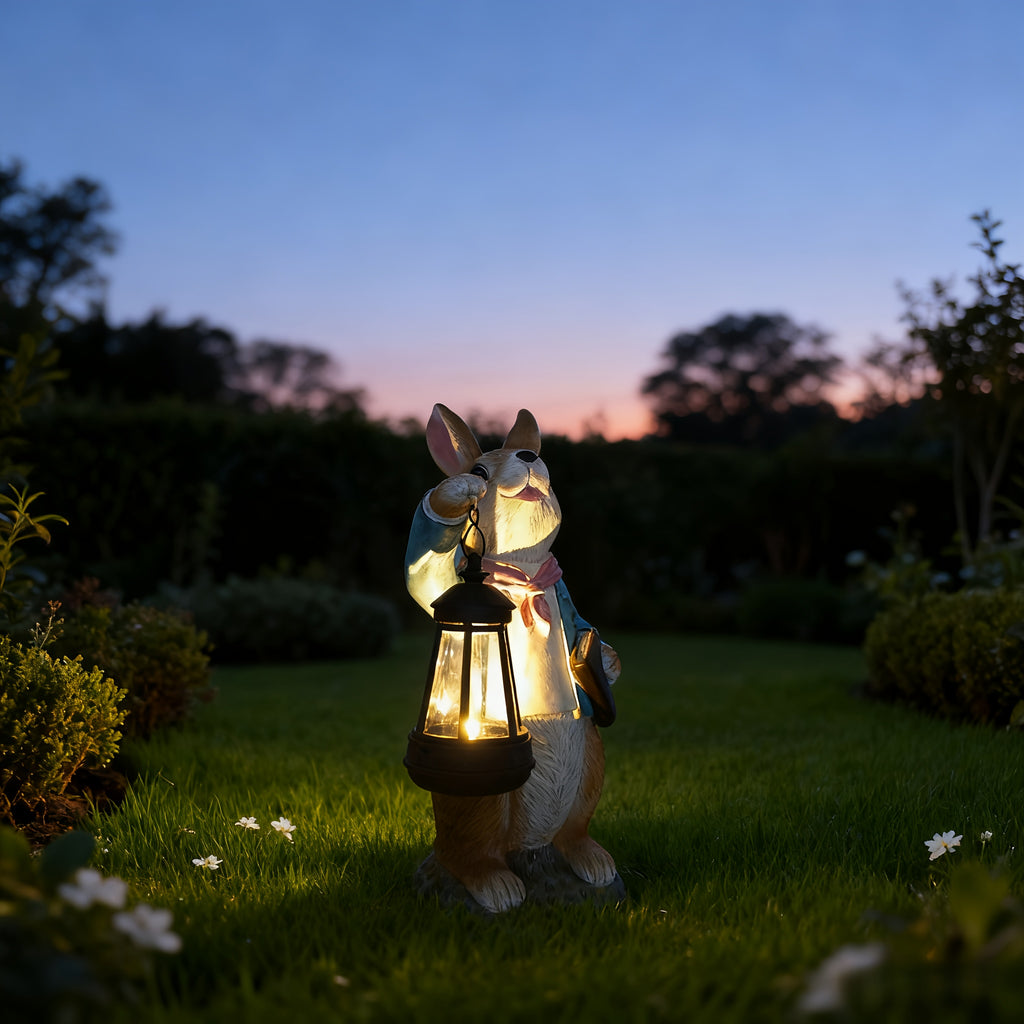1PCS Solar Couple Rabbit Decorative Light, Cute Ornament, Courtyard Decorative Light, Creative Garden Light, Resin Statue Light, Suitable for Porch, Garden, Courtyard, Very Nice Gift