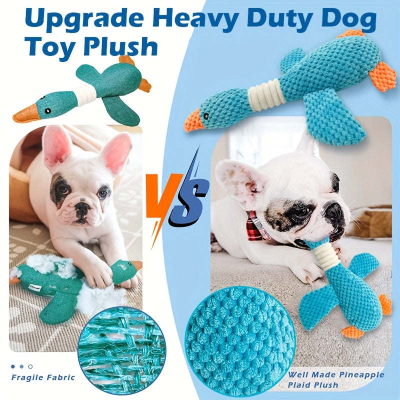 狗狗发声玩具 蓝色大雁 - 小 / 中 / 大型犬耐用磨牙玩具，幼犬出牙期洁齿玩具，解闷互动宠物玩具，安全柔软狗狗玩具，用于口腔护理与益智互动的磨牙玩具