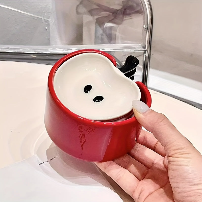 4pcs Ceramic Apple Dish with Collector, Cute Apple Snack Plate, High-Appeal Exquisite Hot Pot Dip Dish, Perfect for Home Decor, Kitchen Sauce Dish, Living Room Coffee Table Snack Plate, Gift Idea