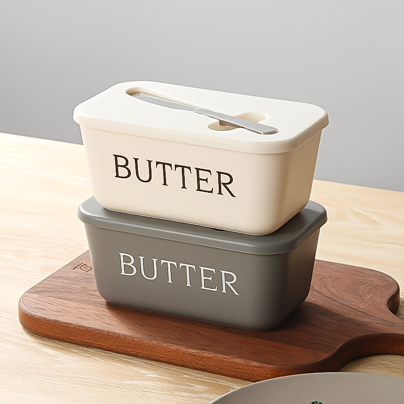 Premium Food Grade PP Butter Box with Cutter - Large Capacity Durable Easy Clean Countertop Butter Storage Container, Household Fresh Keeper, Streamlined Design Long Lasting