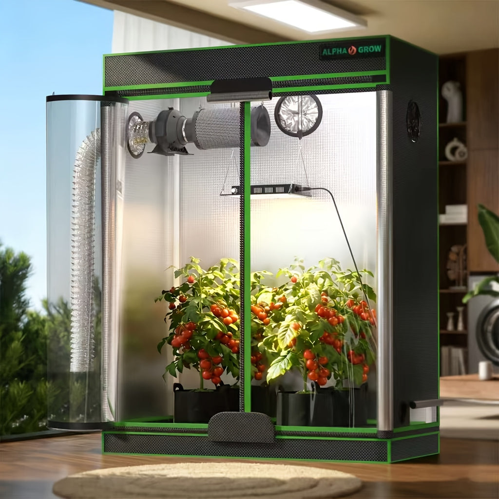 Pro 4x2/4x4/2x2 1800D Grow Tent Kit, 48"x24"x60", Complete Hydroponic System Kit for Indoor Plants, 100W Full Spectrum LED Grow Light, 240CFM 6" Inline Fan & Independent Carbon Filter Air Circulation, High-Reflective Mylar Setup