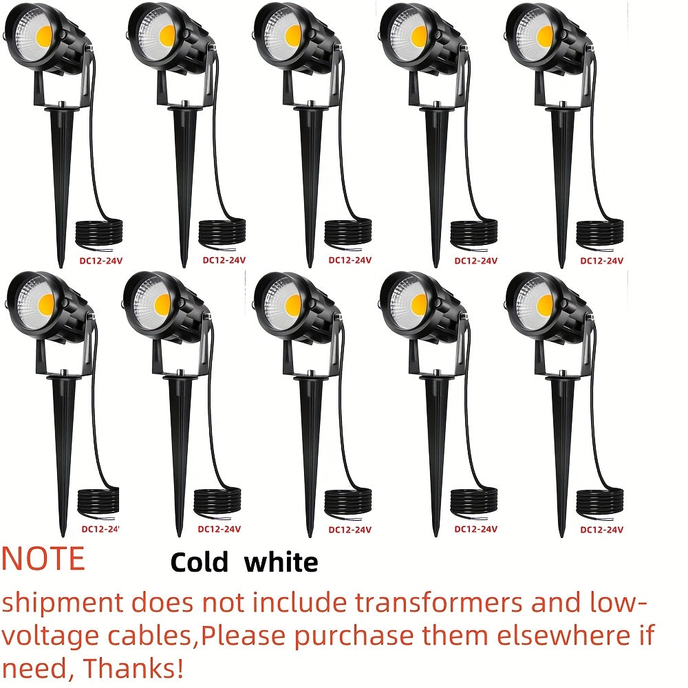 2/4/6/8/10 pcs low voltage LED landscape light | 6W, 12V-24V, outdoor Christmas spotlight, warm white, cool white, IP66 lighting lamp suitable for gardens, paths, walls, trees, flags