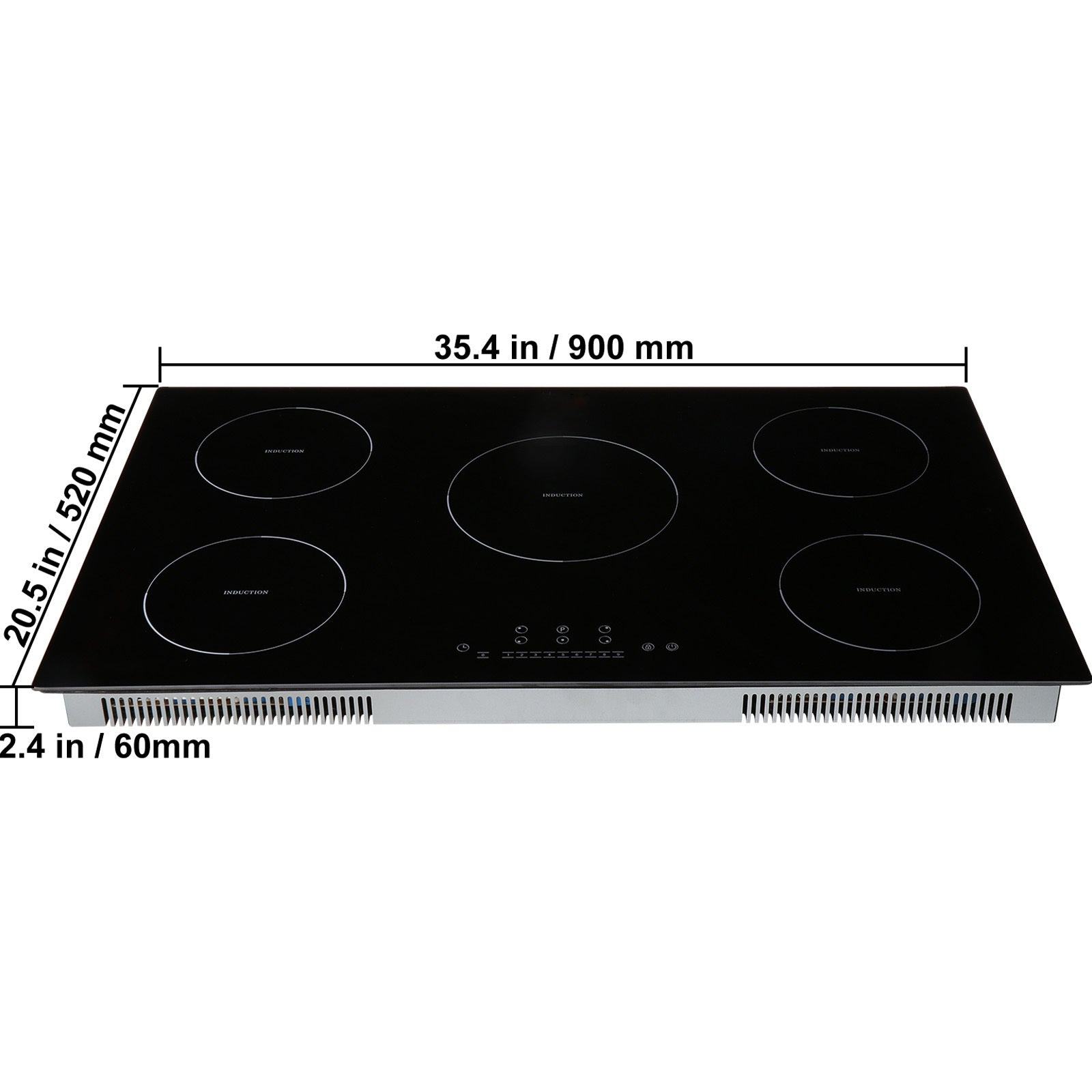VEVOR Induction Cooktop, 5 Burners, 36-Inch Induction Stove, Built-In Magnetic Cooktop 9200W, 9-Level Multi-Function Burner, LED Touch Screen with Child Lock & Over-Temperature Protection