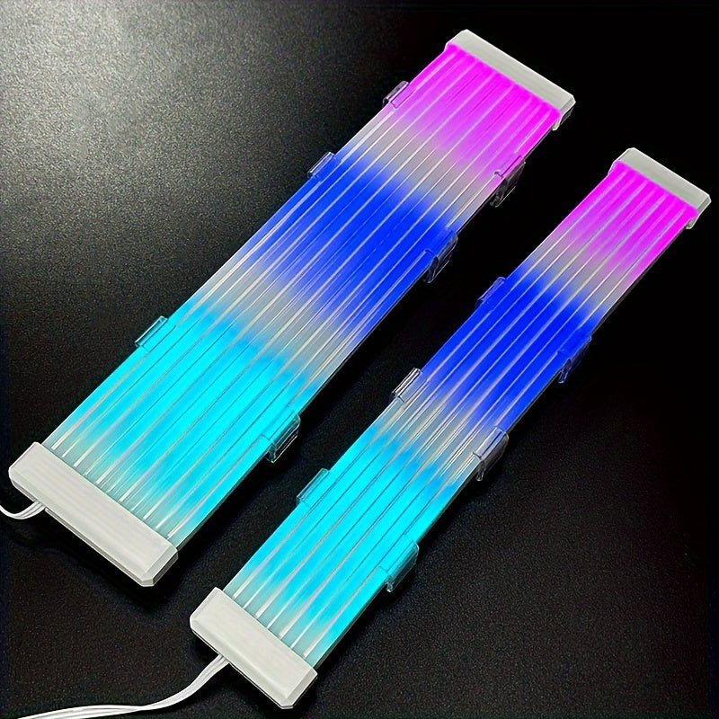 (AXK-00025)2pcs ARGB电脑延长线装饰软灯条，8Pin&24Pin霓虹灯条5V 3-Pin连接器，兼容主板灯光同步 - 理想用于电脑机箱装饰