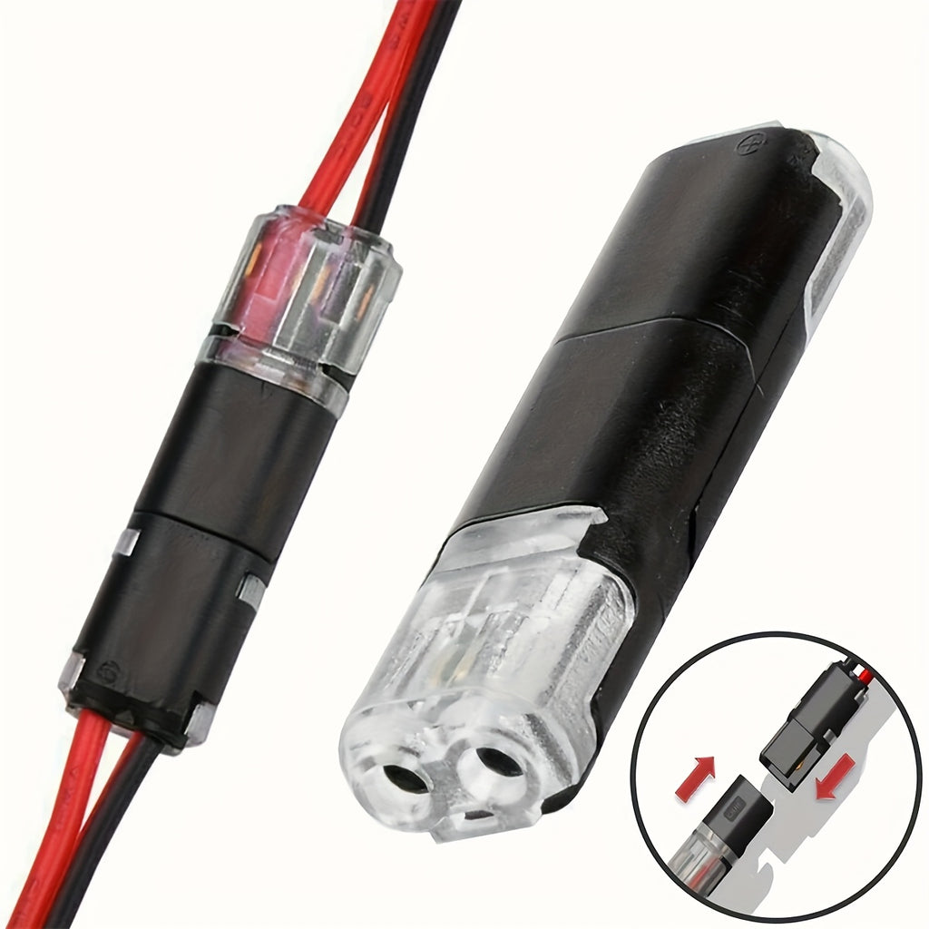 15/70-Pack Wire Splice Connectors, No-Strip Quick Connect Electrical Splice Clips, 2 Pin 2 Wire, for 0.06-0.08 inch (AWG22-AWG18) Wire Size, PVC Insulated, Copper Contacts