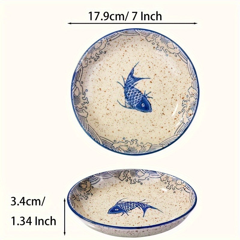 4pcs 7-Inch Japanese Ceramic Plates – Perfect Blend of Traditional Craftsmanship & Modern Aesthetics – Light Luxury Table Art Starts Here
